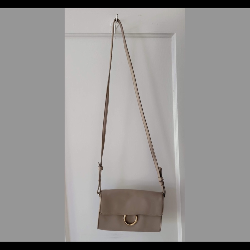 Beige/Grey Forever 21 Baguette cross-body/clutch handbag